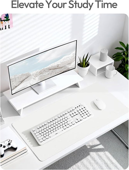 YSAGi Leather Desk Protector, Office Mat, Large Mouse Mat, Non-Slip PU Leather Blotter, Laptop Desk, Waterproof Writing Pad for Office and Home (White, 31.5" x 15.8")