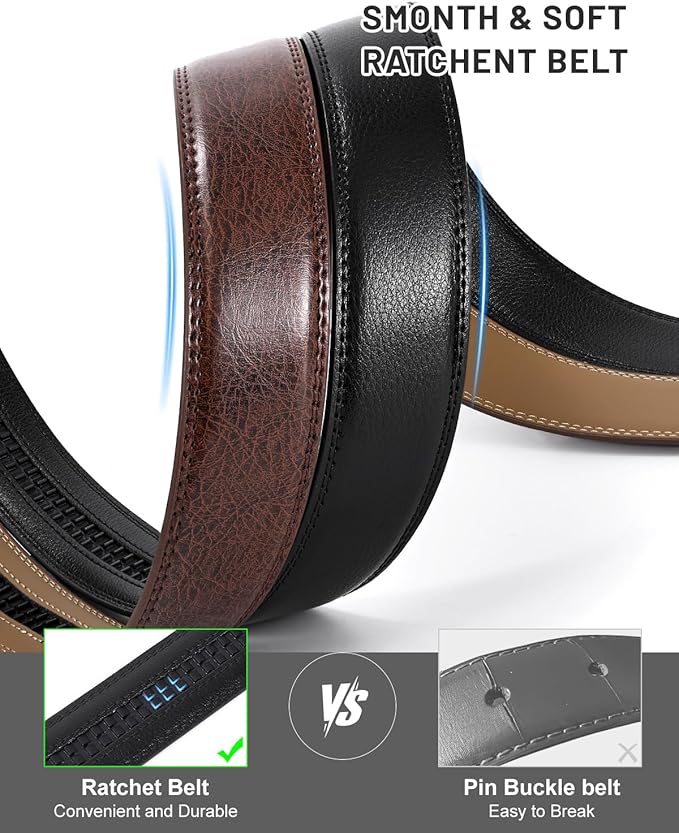 BELTROAD Ratchet Belt Strap for Men Leather Belts Without Buckle Replacement Leather Belt Strap Only 35mm for 40mm Buckle