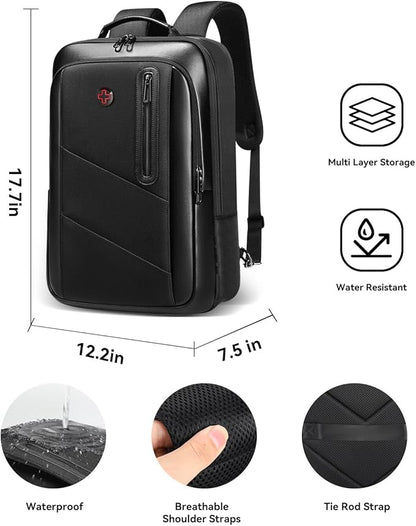 CROSSGEAR Business Commuter Backpack for Men, 26-32L Expandable Travel Laptop Backpack, Fit 15.6 Inch Laptop, Waterproof Computer Work Commute Daypack, Black