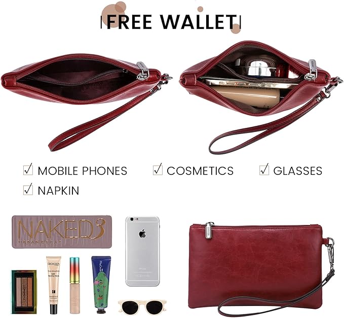 LOVEVOOK Laptop Tote Bag for Women, 15.6 Inch Large Capacity Vintage Leather Work Computer Bag, Business Casual Shoulder Handbag, Dark Red