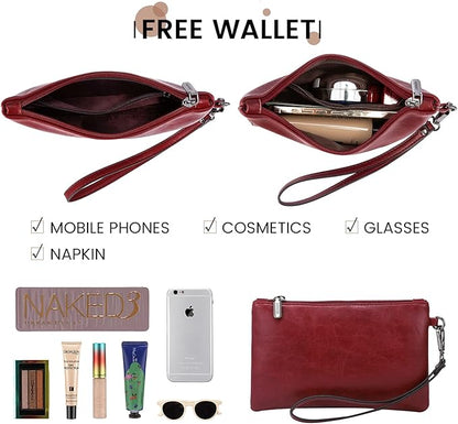 LOVEVOOK Laptop Tote Bag for Women, 15.6 Inch Large Capacity Vintage Leather Work Computer Bag, Business Casual Shoulder Handbag, Dark Red