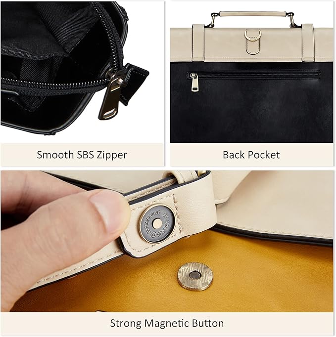 ECOSUSI Laptop Bag for Women Vegan Leather Messenger Bag Fashion Briefcase Computer Satchel Bag