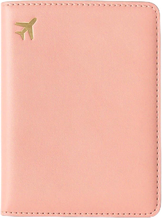 PU Leather Passport Holder Covers Case, Waterproof Rfid Blocking Travel Wallet Passport Holder(Warm Nude)