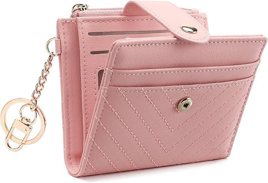 GAEKEAO Slim Wallet for Women, RFID Blocking Credit Card Holder Bifold Wallet with Zipper Coin Pocket, ID Window
