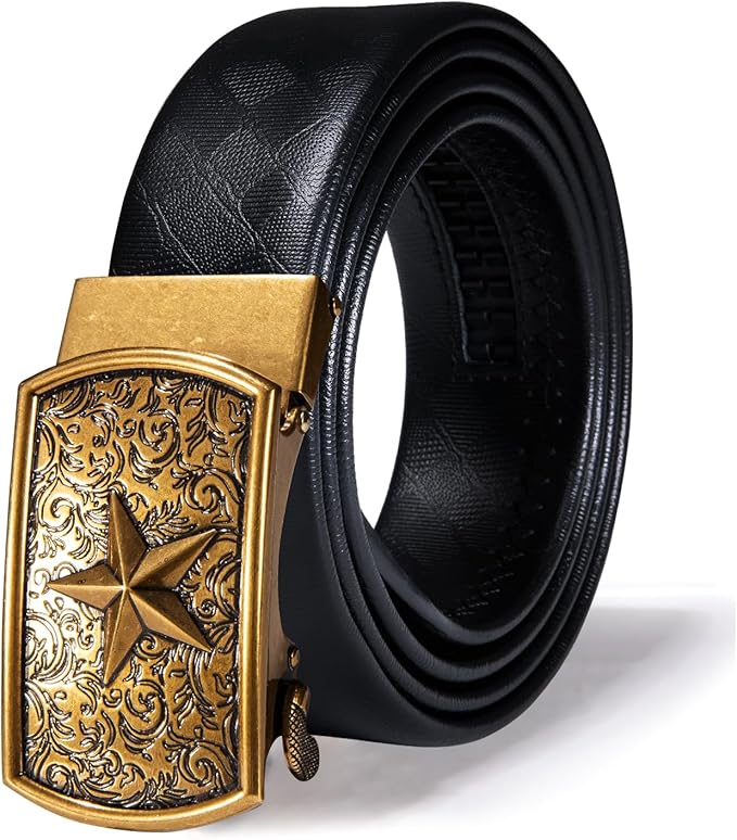 Dubulle Designer Mens Belts, Sliding Automatic Buckle Ratchet Dress Belt TOP Genuine Leather Strap Gifts