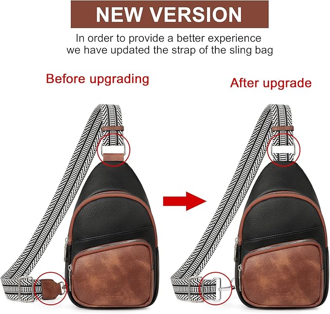 CLUCI Small Sling Bag for Women, Vegan Leather Fanny Pack Crossbody Bags for Women, Chest Bag With Guitar Strap