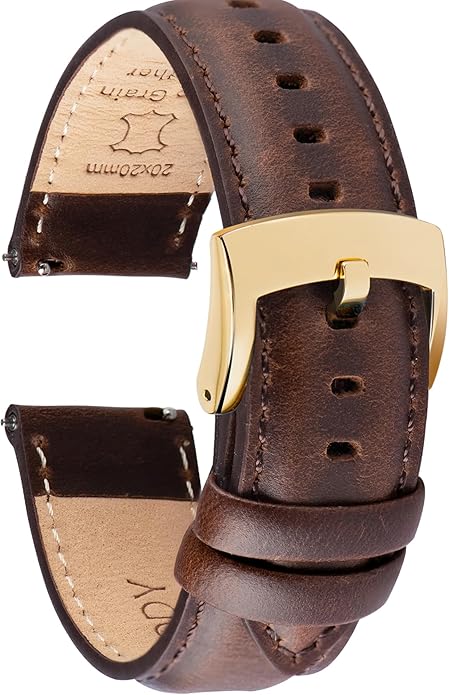 OTTOODY Leather Watch Bands Quick Release, Elegant Top Grain Leather Watch Straps for Men & Women, Choice of Color & Width - 18mm, 19mm, 20mm, 21mm or 22mm Wristbands Bracelet for Watch & Smartwatch
