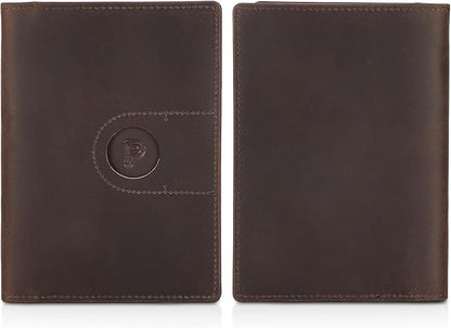 Polare Slim RFID Blocking Leather Passport Holder Travel Bifold Wallet For Men (Dark Brown with AirTag Slot-B)