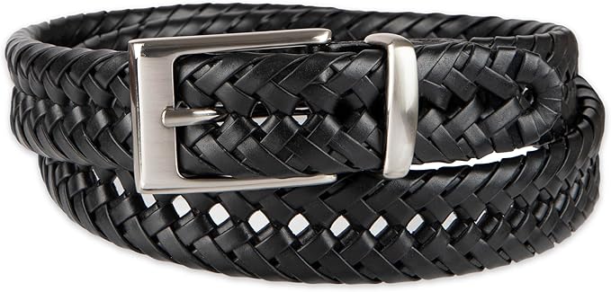 DOCKERS Men's Braided Leather Belt, Fully Adjustable Casual Strap for Everyday Wear