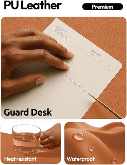 YSAGi Leather Desk Protector, Office Mat, Large Mouse Mat, Non-Slip PU Leather Blotter, Laptop Desk Pad, Waterproof Writing Pad for Office and Home (Brown, 47.2" x 23.6")