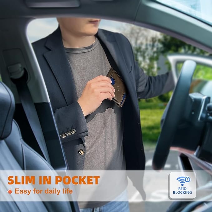 BULLIANT Men Wallet Airtag&Standard Use,Slim Front Pocket Wallet Money Clip for Gifg Men RFID Blocking 11Cards