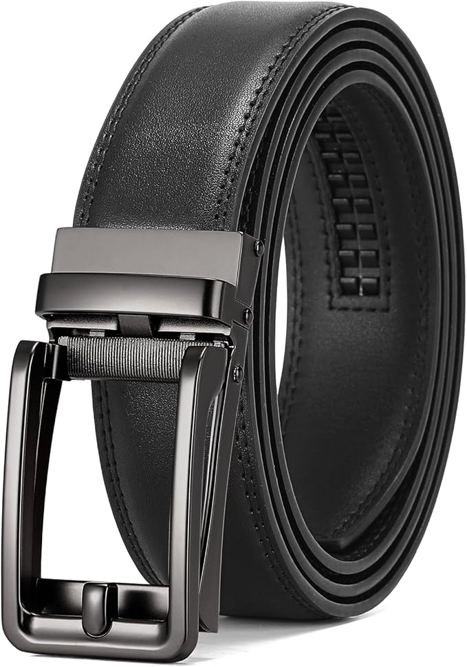 SENDEFN Men's Leather Dress Casual Belt 1 3/8" Automatic Adjustable Click Buckle Belts with Gift Box