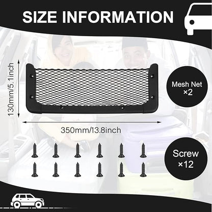 Frienda 2 Pcs ABS Plastic Frame Car Storage Net Bag Phone Car Mesh Net Holder RV Storage Boat Cargo Pocket Organizer Framed Mesh Pocket with Screws for Auto RV (13.8 x 5 Inch)
