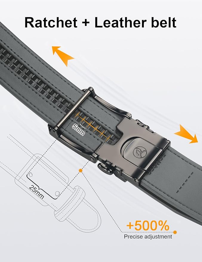 JUKMO 1.5" (38mm) Leather Ratchet Belt for Men in Gift Box