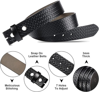 HJones Western Belts for Men without Buckle,Cowboy Belt Buckles for Men,1.5" Wide Genuine Leather Belt No Buckle
