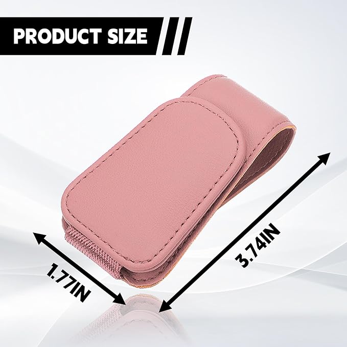 Magnetic Sunglasses Holder for Car Sun Visor, Leather Eyeglasses Clip, Secure Glasses Hanger with Ticket Card Slot