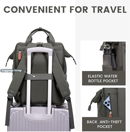 LOVEVOOK Laptop Backpack, Travel Bag with 17.3 inch Laptop Compartment, Water Resistant Teacher Nurse Doctor Work Bag, Anti-theft Daypack, Dark Grey Brown