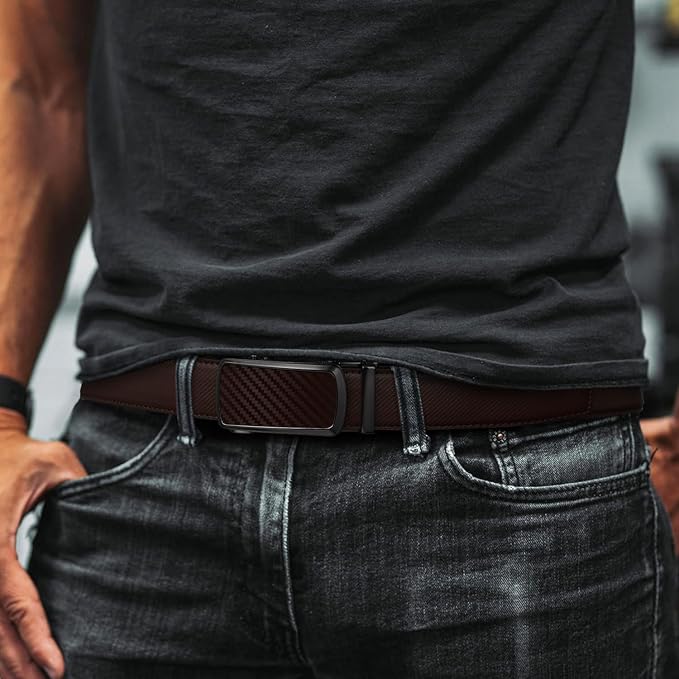 Zitahli Ratchet Belts for Men,Adjustable for Gift mens belt Leather For Dress and Casual Trim to Fit,Men's Accessories