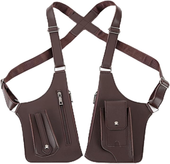 Men's Double Shoulder Armpit Bag, Premium Leather Underarm Anti-Theft Hidden Wallet Pocket, Adjustable & Vintage for Hiking