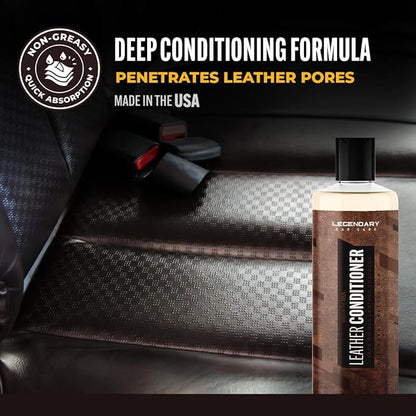 Legendary Leather Conditioner 16oz - Cleans, Conditions & Protects Car Interior - Leather Cleaner and Restorer for Car Seats, Plastics & Vinyl | Satin Finish, Non-Greasy