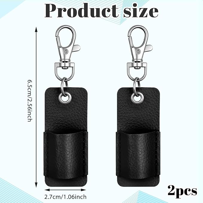 2 PCS Pen Holder for Lanyard, Black Leather Lanyard Pen Holder, Anti-Lost Pencil Clip for Badge Reel