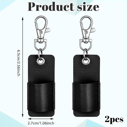 2 PCS Pen Holder for Lanyard, Black Leather Lanyard Pen Holder, Anti-Lost Pencil Clip for Badge Reel