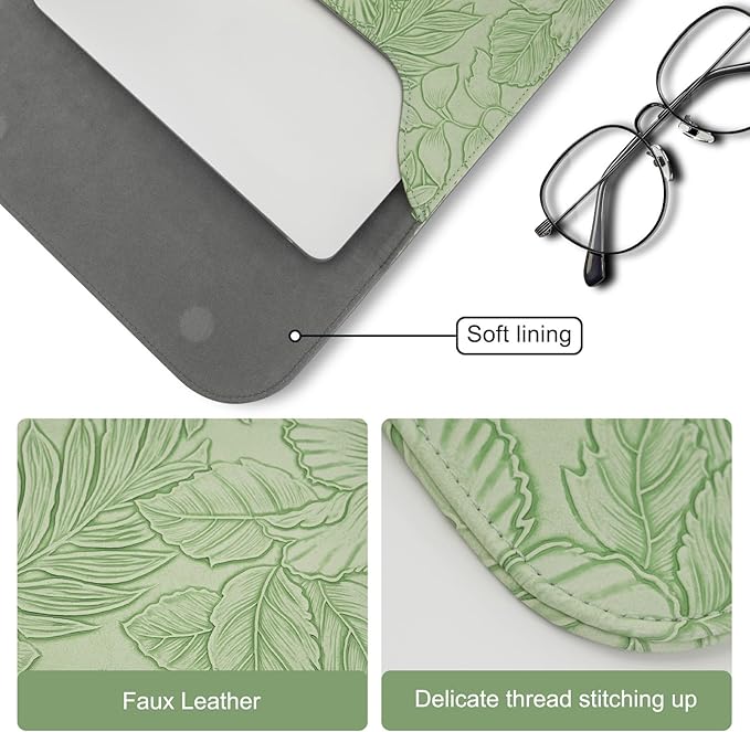 MOSISO Laptop Case 13 inch, 13 inch Laptop Sleeve Compatible with MacBook Air M4 M3 M2 M1 2025-2018 / Pro M2 M1 2025-2016, Embossed Retro Hibiscus PU Leather Case with Small Bag, Sage Green