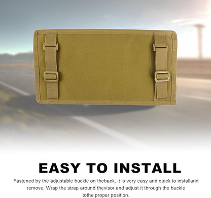 povtii Car Sun Visor Organizer, Tactical Nylon Vehicle Visor Panel Storage Holder Pouch Bag, Molle Multifunctional Sunshade Pocket for Pen Card Sunglasses, Car Accessories (Khaki)