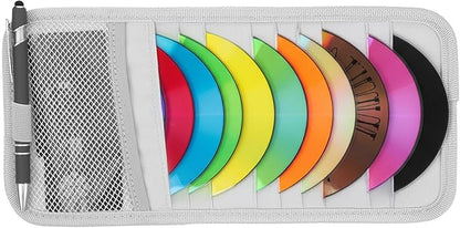 1 Pcs Car CD Holder, Car Sun Visor Storage DVD Disc Holders Pocket Case Organizer with 12 DVD Storage Sleeves, one Mesh Pocket, one Pen Holder, and Elastic Strap (Gray)