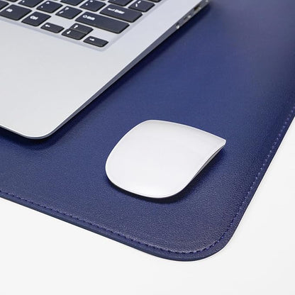 Leather Desk pad Protector, Large Desk mat with Natural Cork & PU Leather,Mouse pad,Non-Slip Office Desk Mat,Waterproof Desk Writing Pad for Office and Home (47in*17in, Blue)