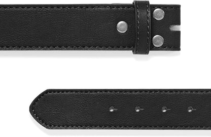BC Belts Leather Belt Strap with Vintage Distressed Texture 1.5" Wide with Snaps and without Buckle