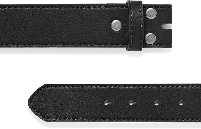 BC Belts Leather Belt Strap with Vintage Distressed Texture 1.5" Wide with Snaps and without Buckle