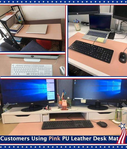 17 X 36 Inch Office Desk Pad Table Protector on Top of Desks PU Leather Desk Blotter Laptop Computer Gaming Under Keyboard Mouse Pad Waterproof Writing Mat Desktop Cover for Women Men Kids Girls White