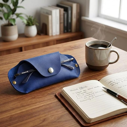 Toprank Leather Eyeglass Case - Handmade Slim Sunglasses Holder, Genuine and Universal Fit for Men and Women