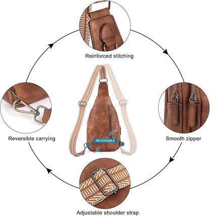 CLUCI Crossbody Bags for Women Men,Leather Sling Bag Cross Body Backpack for Woman Gifts for Women Birthday Unique