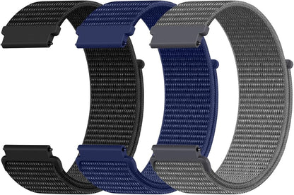 DaQin 22mm 20mm 18mm Quick Release Watch Band Compatible with Garmin Venu 3 2/Forerunner 255 265 955/Vivoactive 5 6 4 3, Nylon Watch Straps Adjustable Sport Replacement for Samsung Galaxy Watch 7 6 5 4/3 45mm/Galaxy Watch 46mm Men Women, 3 Packs