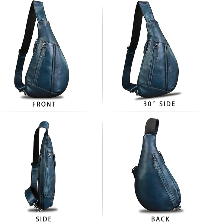Genuine Leather Sling Bag for Men and Women Vintage Real Leather Crossbody Chest Bags Backpack Purse for Travel Hiking