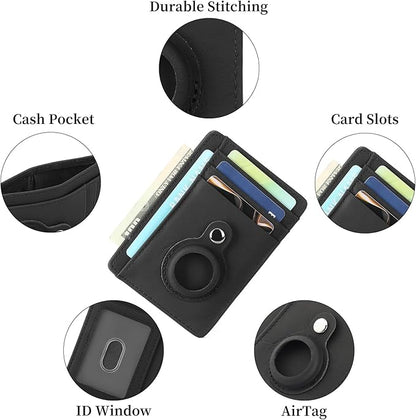 Slim Minimalist Wallet PU Genuine Leather Carbon Fiber RFID Blocking Front Pocket Wallet for Men Women Lightweight Credit Card Holder