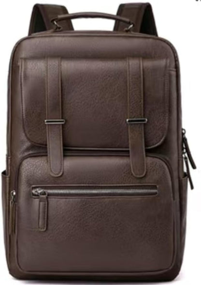 Business Men and Women PU Leather Backpack 15.6inch Laptop Waterproof Backpack Travel Commuter Lightweight schoolbag (Brown backpack5,Large)