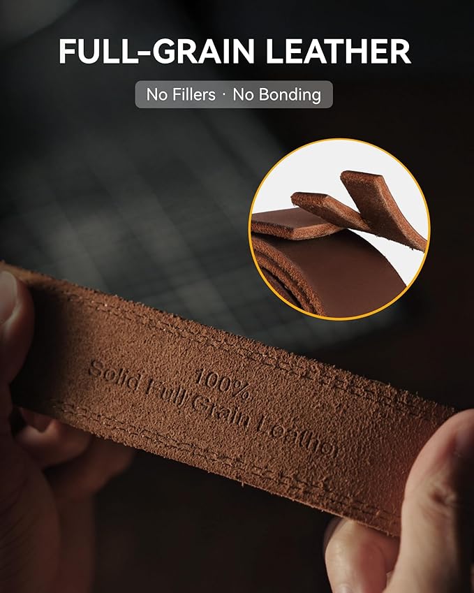 CHAOREN Full Grain Leather Belt for Men, Work Belts for Men Heavy Duty, Daily Wear for Jeans Pants
