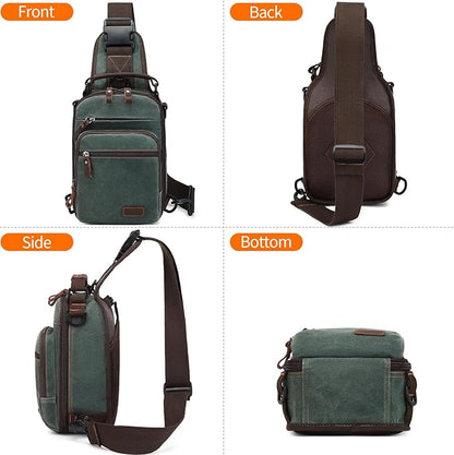 Nerlion Sling Bag for Men Waxed Canvas Crossbody Bag Chest Bag Water Resistant Shoulder Bag Casual Daypack