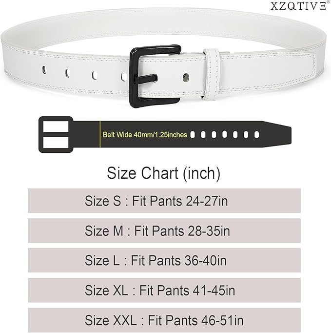 XZQTIVE Men’s Metal Free Belt Hypoallergenic Leather Belts For Jeans Dress Nickle Free TSA Belt With Black Buckle