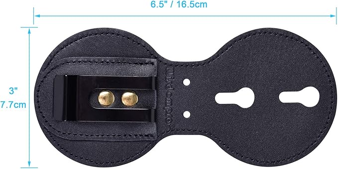 Wisdompro Police Badge Holder,Cowhide Leather Universal Police Badge Holder Pocket Case with Mn-Steel Belt Clip, Hook and Loop Closure and Stainless Bead Chain Necklace- Circle Shape