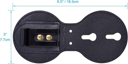 Wisdompro Police Badge Holder,Cowhide Leather Universal Police Badge Holder Pocket Case with Mn-Steel Belt Clip, Hook and Loop Closure and Stainless Bead Chain Necklace- Circle Shape