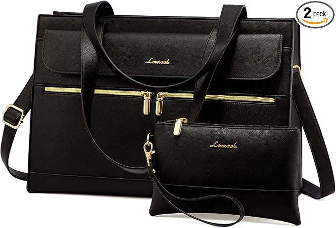 LOVEVOOK Laptop Bag for Women 17.3 Inch Laptop Tote Work Bags Professional Leather Computer Briefcase Waterproof Handbag Shoulder Large Capacity Business Teacher Office Crossbody Purse