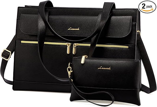 LOVEVOOK Laptop Bag for Women 17.3 Inch Laptop Tote Work Bags Professional Leather Computer Briefcase Waterproof Handbag Shoulder Large Capacity Business Teacher Office Crossbody Purse