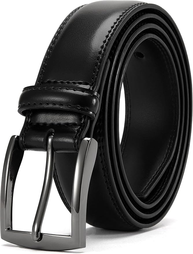 DOOPAI Mens Dress Belt - Genuine Leather Dress Belts For Men,Casual Suit Jeans Belt-Single Prong Buckle black belt