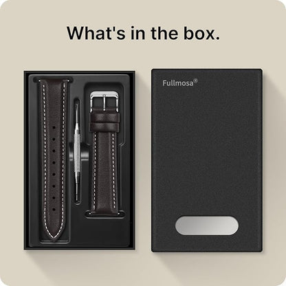 Fullmosa Watch Straps 20mm, Axus Series Leather Strap Replacement Watch Strap with Stainless Steel Metal Clasp for Men Women 14/16/18/20/22/24mm, Dark Brown 20mm