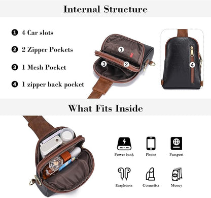 INICAT Small Sling Bag for Women Everyday & Travel Crossbody Bags Lightweight Cross Body Purses Vegan Leather