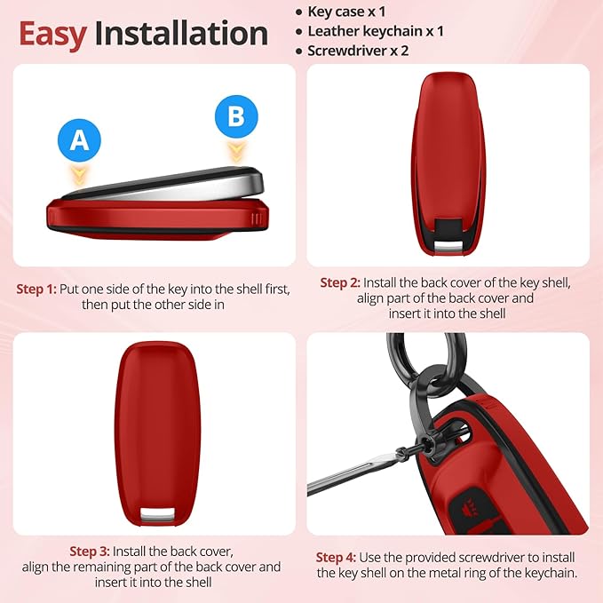 For Nissan Key Fob Cover Accessories- Matte TPU Key Fob Cover with Leather Keychain for 2023 2024 2025 2026 Rogue Pathfinder Versa 2025 2026 Sentra Patrol Armada Smart and More